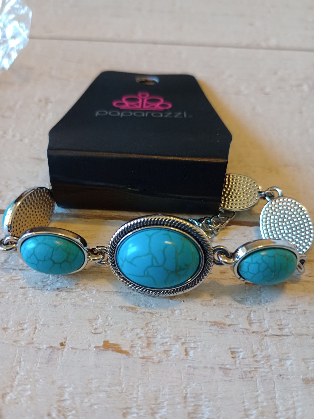 paparazzi Turquoise Oval Stone Silver-Tone Bracelet